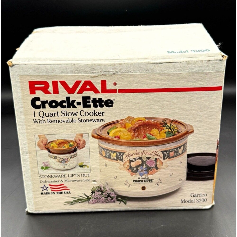 Rival Crock-Ette 3200 1 Qt Slow Cooker 75W Stoneware w/ Lid Box Manual